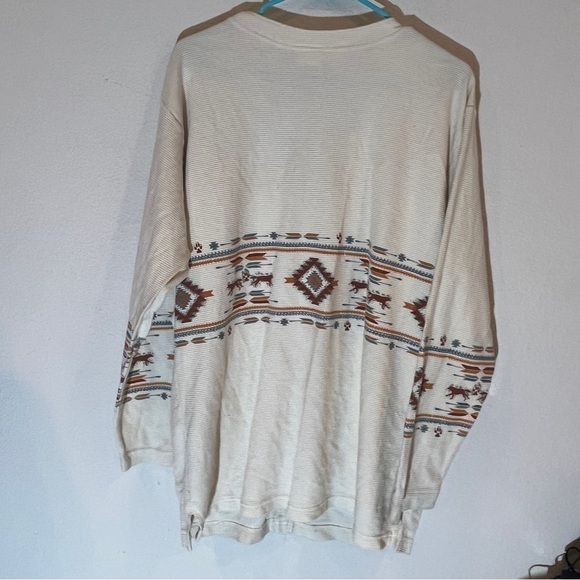 Art Unlimited size large vintage longline thermal button front Aztec design - Picture 5 of 7